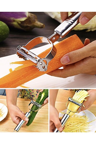 Demirhan Home Paslanmaz Çelik Profesyonel Jülyen Soyacak Çift Başlıklı Pratik...