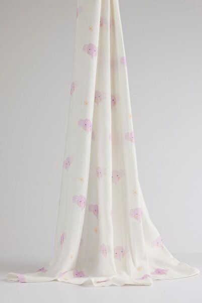 Merca Minca Pink Elephant Muslin Blanket