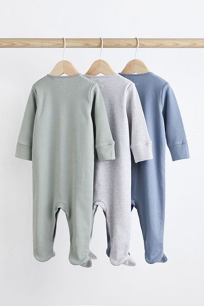 Next Baby Blue Gray 3-Piece Overalls Set - 100% Cotton