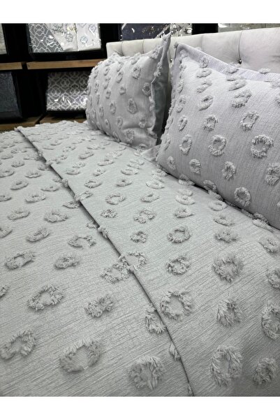 ÇAPAEV King Size Bedspread with Double Tassels and Pompoms - Hayal Chenille