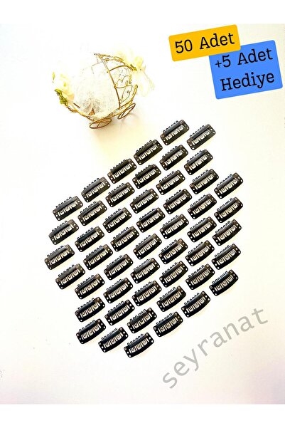 seyranat 50 Adet + 5 Hediye Siyah Çıt Çıt Klipsli Toka Aparatı Postiş Tokası ...