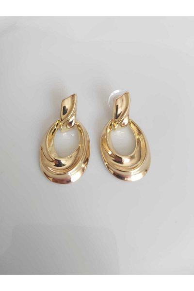 DEVİ fashion Gold Colored Oval Hoop Earrings