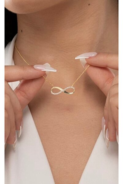 MODA ÇELİK ZİRKON TAŞLI SONSUZLUK KADIN KOLYE