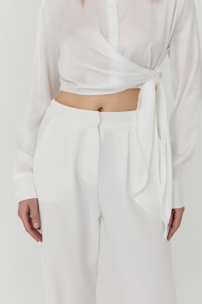 Quzu Beli Lastikli Kumaş Pantolon