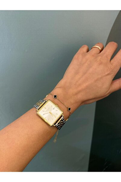 EmdJewelryy Çelik siyah mini yonca bileklik