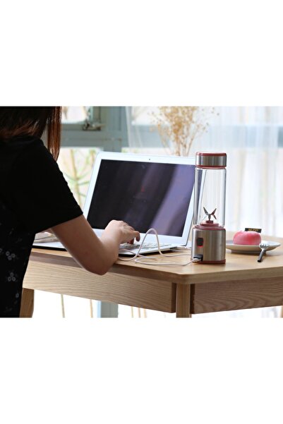PİNK İTHALAT USB şarj edilebilir Blender kişisel 380ml cam yüzlü Blender sıkacağı küçük taşınabilir Blender
