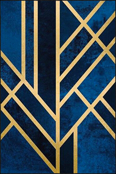 Rugs Modern Halı Geometric Blue Woven Base Carpet and Washable Carpet Miravip...