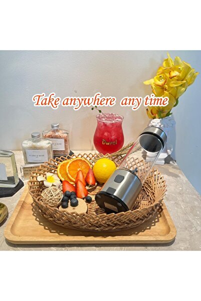 PİNK İTHALAT USB şarj edilebilir Blender kişisel 380ml cam yüzlü Blender sıkacağı küçük taşınabilir Blender