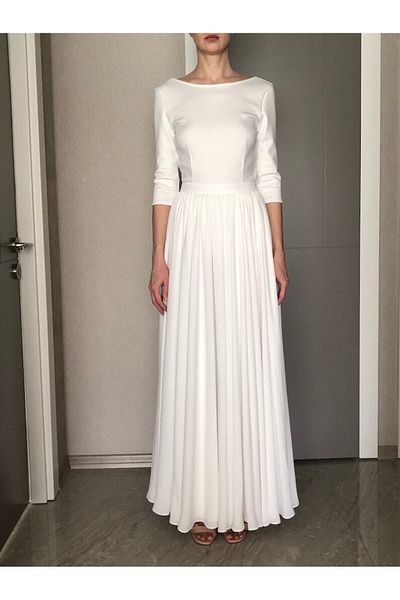 NALINCI White Chiffon Maxi Skirt - Elastic Design