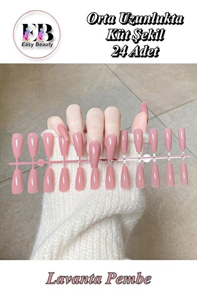 Easy Beauty 24 Adet Renkli Orta Uzun Küt Takma Tırnak 3 Alana Yapıştırıcı, 6 ...