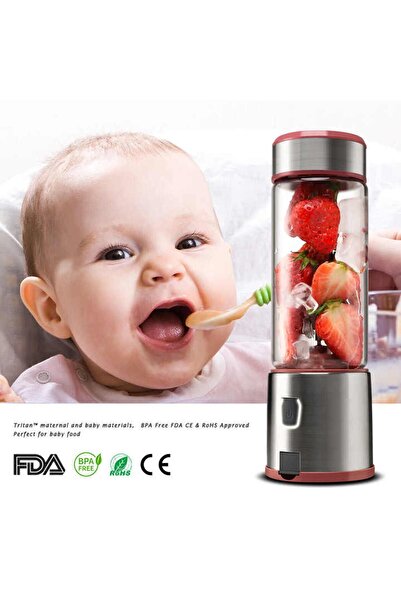 PİNK İTHALAT USB şarj edilebilir Blender kişisel 380ml cam yüzlü Blender sıkacağı küçük taşınabilir Blender