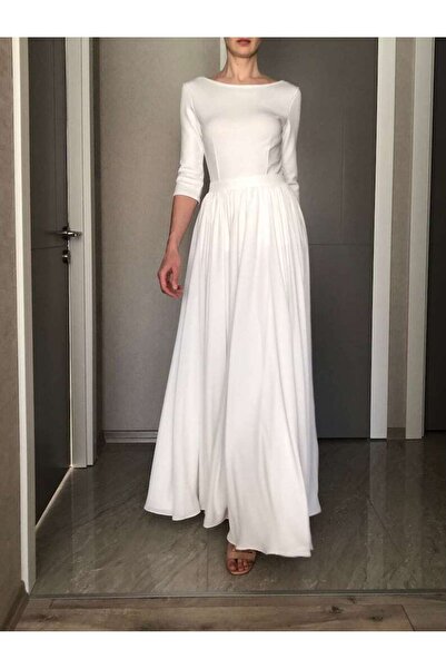 NALINCI White Chiffon Maxi Skirt - Elastic Design