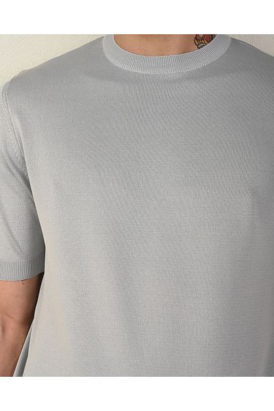 İLKCET MODA Basic Ανδρικό Πλεκτό T-Shirt - Slim Fit