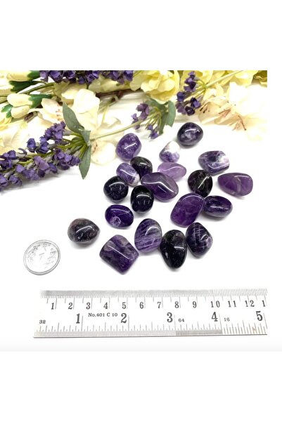 Mystic Energy 1adet Cüzdan Boy Tamburlanmış Doğal Ametist Sakinlik Taşı|hediy...