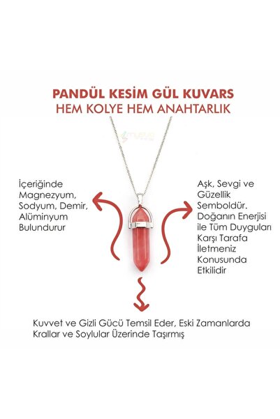 Mystic Energy Doğal Taş Gül Kuvars Pandül Kesim Ister Kolye Ister Anahtarlık ...