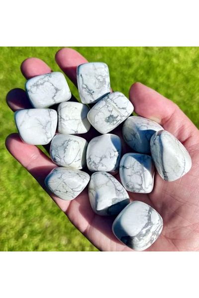 Mystic Energy 1Pc Wallet Size Drummed Natural Howlite Stone Gift Natural Stone |   Gift Natural Stone