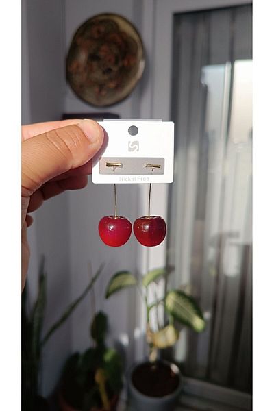 Basic Sense Cluster Red Cherry Earrings