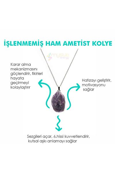 Mystic Energy Certified Natural Stone Unprocessed Raw Amethyst Necklace |   Gift Natural Stone