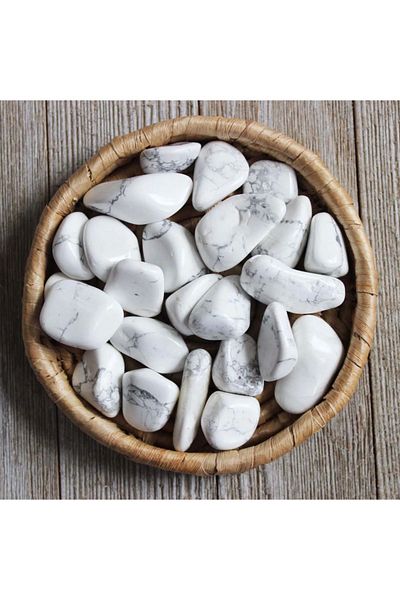 Mystic Energy 1Pc Wallet Size Drummed Natural Howlite Stone Gift Natural Stone |   Gift Natural Stone