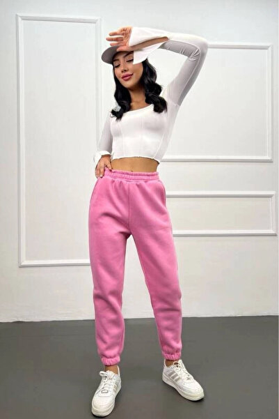 Zechka Γυναικείο ροζ φούτερ με τρεις κλωστές με επένδυση (ZCK0577)