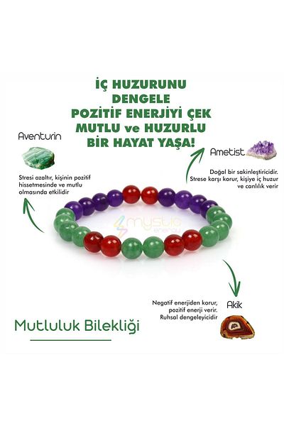 Mystic Energy Natural Stone Happiness Talisman Bracelet | Amethyst,Aventurine,Agate |   Gift Natural Stone