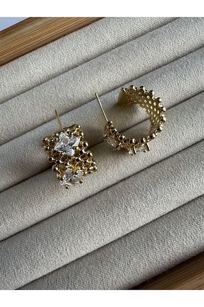 ringbox Steel Stainless Stone Vintage Earrings