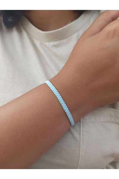 TREND Unisex Knitted Light Blue Macrame String Bracelet – Handmade, Water Resistant, Adjustable
