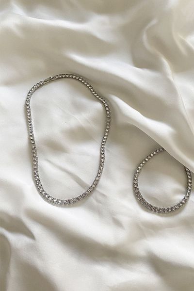 Clare's Store Suyolu Diamond Look Necklace Bracelet Set