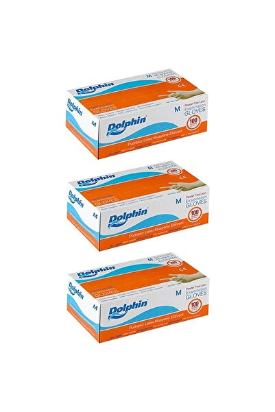 Dolphin قفازات لاتكس خالية من البودرة (م) 100 عبوة 3 قطع