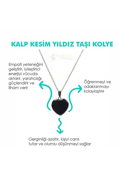 Mystic Energy Sertifikalı Doğal Taş Yıldız Taşı Kalp Kesim Kolye | Hediyelik Doğaltaş