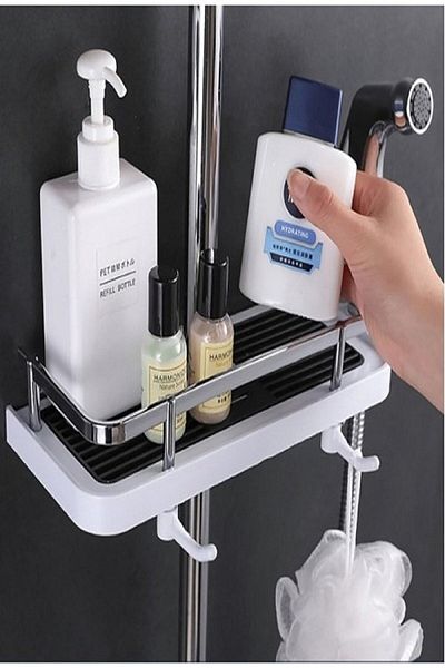 safestore Σαμπουάν θήκης ράφι οργάνωσης μπάνιου + Scrub πλάτης μπάνιου διπλής όψης 70 cm