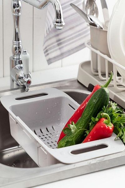 safestore Adjustable Kitchen Strainer with Extended and Shortening - Plastic Sink