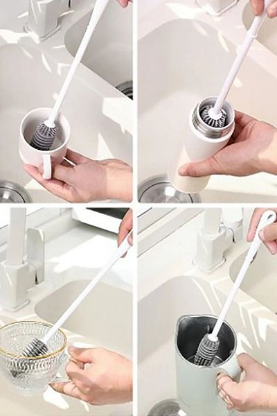 safestore Long Handle Washing Brush Silicone for Jar Cup Feeding Bottle