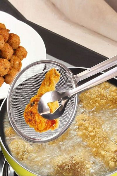 safestore Stainless Metal Boiling and Frying Tongs - Multi-Purpose and with Strainer