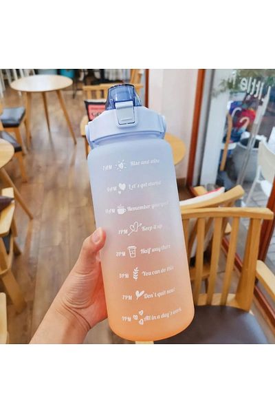 OSMEY Orange Motivational Water Bottle 2l Tritan Gym Water Bottle Bpa Free Water Bottle Sticker