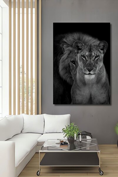 Teona Ahşap Dekoratif Dikey Dişi Aslan Duvar Tablo Ahşap Dikdörtgen Tablo