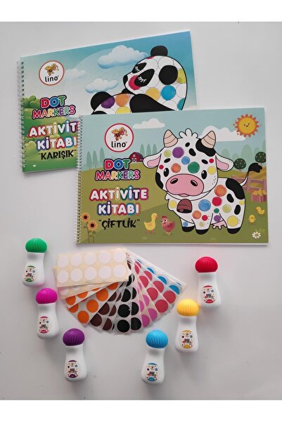 ileritoys 6'lı Mini Dot Marker Kalemi + Dot Marker Boya Kitabi*2 + Nokta Etik...