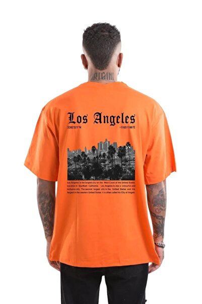 DAXİS Sportwear Company Los Angeles Front Back Graphic Printed Black Oversize...