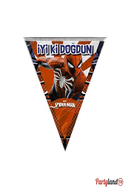 PartylandTR Spiderman Örümcek Adam Iyi Ki Doğdun Flama 2 Metre 10 Bayrak