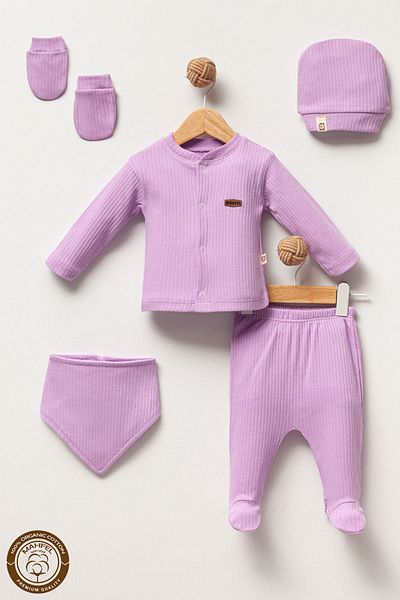 MAHFEL Lavender Garden Lilac 5-Piece Newborn Baby Hospital Discharge Set
