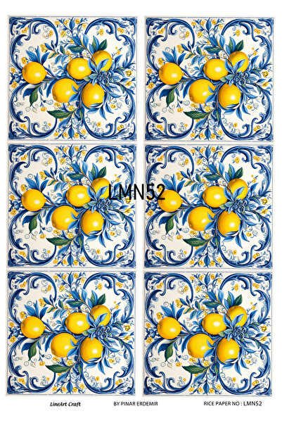 LİNEART Limon Serisi LMN52 Limon Desenli Pirinç Dekopaj 30*42 cm