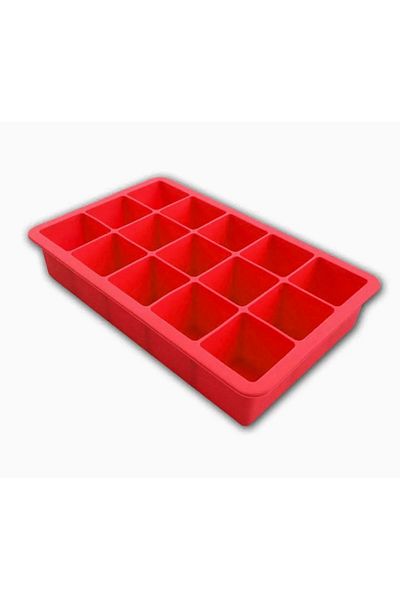 HOLLYHOME Red Silicone Cube Ice Mold 15 Compartments 19X22 cm
