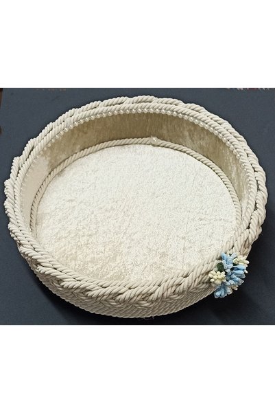 FNT Round Knitted Basket Organizer Gift Bundle Dowry Holder Towel Holder