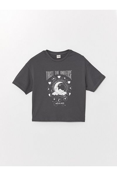 LC Waikiki LCW Girl - Crew Neck Printed Short Sleeve T-Shirt