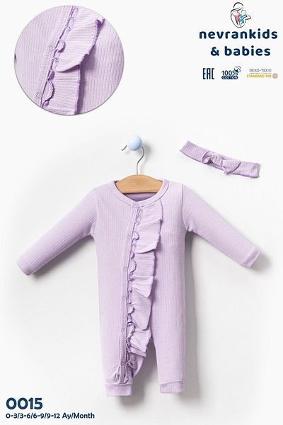 nevrankids Corded Baby Girl Romper Set - 6-Piece Long Sleeve, Ruffle Set