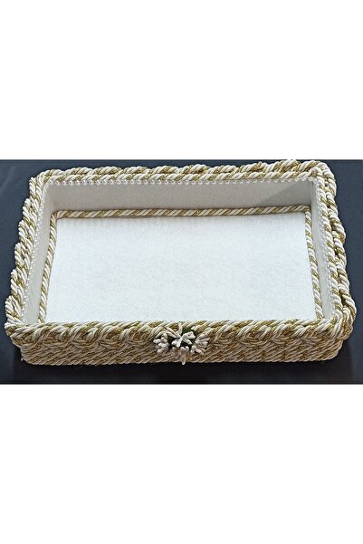 FNT Knitted Basket Gold Glitter Towel Holder Organizer Gift Bundle Dowry Holder