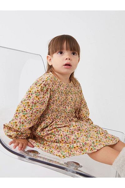 LC Waikiki Decolteu - Rochie pentru fetiță cu mânecă lungă imprimată