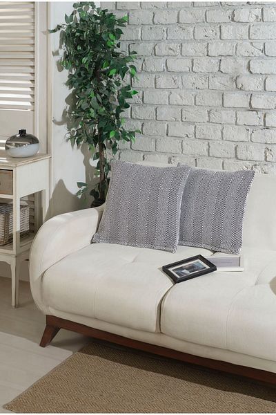 Lux Touch Husă de pernă Lily Black din 2 piese cu fermoar - 45 x 45 cm Pernă de pernă