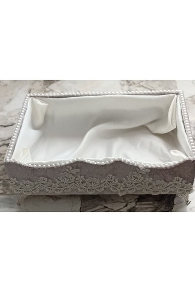 FNT Velvet Footed Laced Carved Towel Holder Organizer Makeup Box