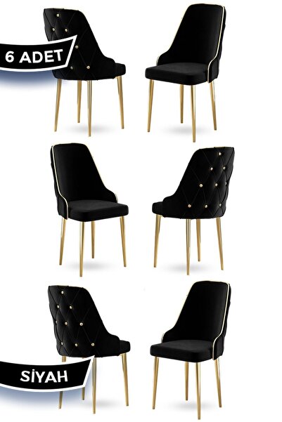 Canisa Krax Serisi 1.sınıf Babyface Kumaş Yemek Odası Sandalyesi Gold Metal A...